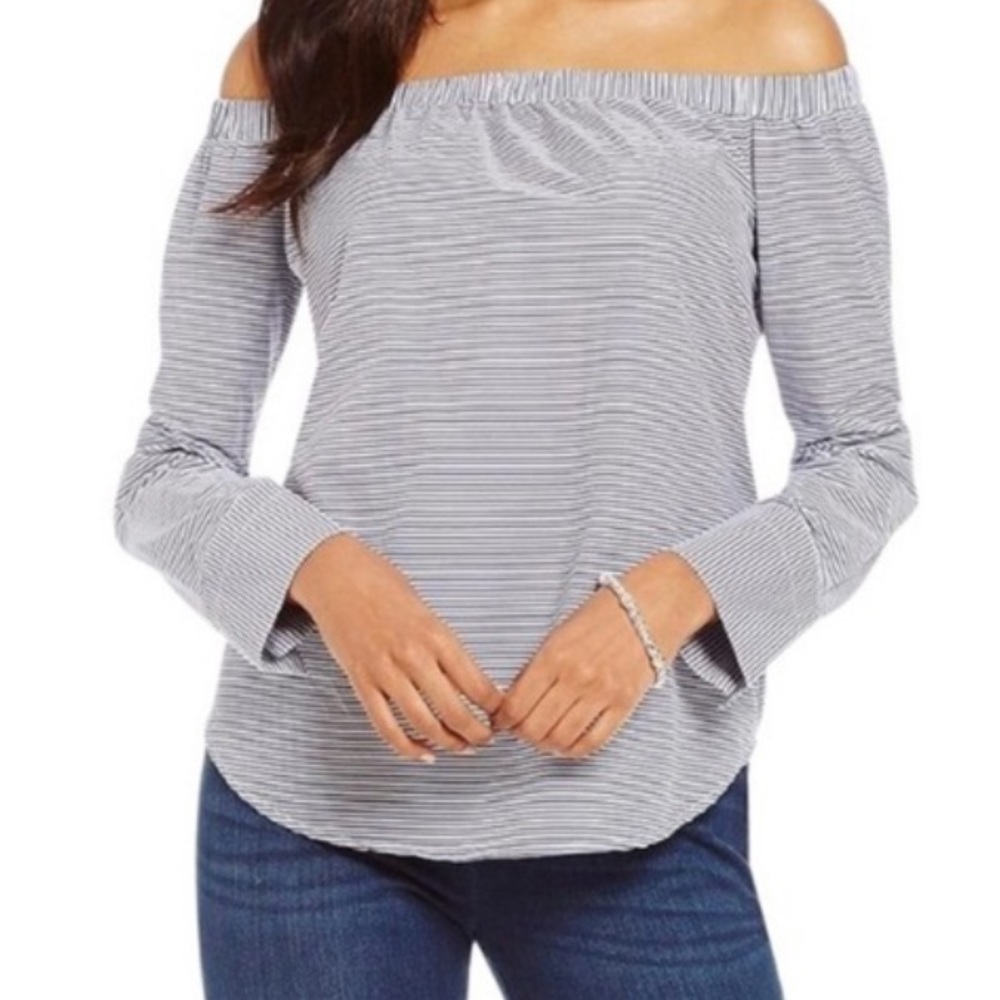 Cremieux Off-The-Shoulder Striped Summer Blouse